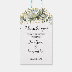 Étiquettes-cadeau Eucalyptus Gold Parties scintillant Wedding shower