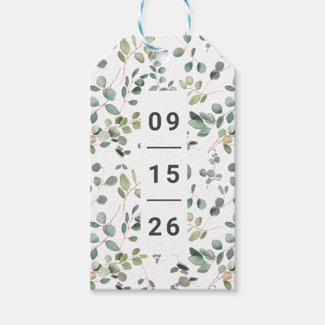 Étiquettes-cadeau Eucalyptus minimaliste contemporain (Devant)