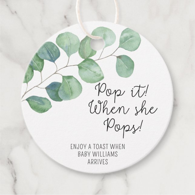 Étiquettes Cadeau Eucalyptus - POP IT LORSQU'ELLE POPS (Devant)