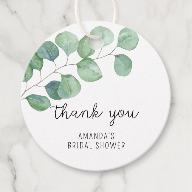 Étiquettes Cadeau Eucalyptus - remerciement pour la baby shower de l (Devant)