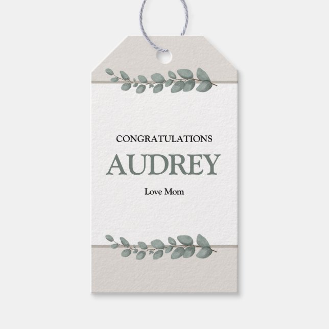 Étiquettes-cadeau Eucalyptus Rustic Floral Baby Shower (Devant)