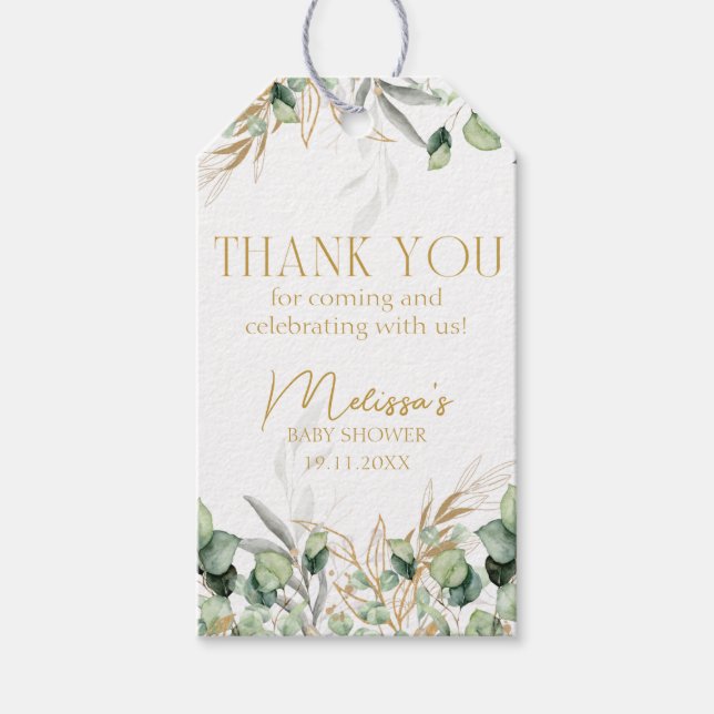 Étiquettes-cadeau Eucalyptus verdure Merci Favor Cadeau (Devant)