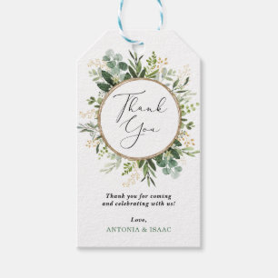 Étiquettes-cadeau Eucalyptus Verdure Soirée de Mariage d'Or Faveurs