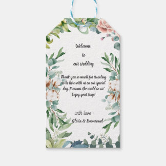 Étiquettes-cadeau Eucalyptus vertes quittent le Mariage floral