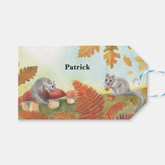Étiquettes-cadeau European Fat Dormouse Glis glis Personnalisé (Devant (Horizontal))