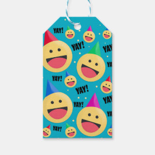 Étiquettes-cadeau Excité Happy YAY Emojis dans les fêtes Casquettes