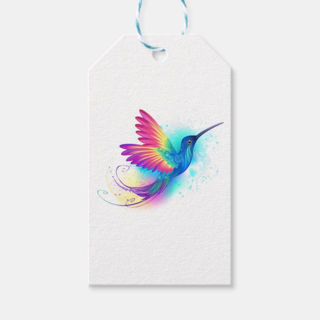 Étiquettes-cadeau Exotic Rainbow Hummingbird (Devant)