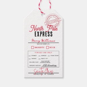 Étiquettes-cadeau Express du Pôle Nord Santa Claus Blanc