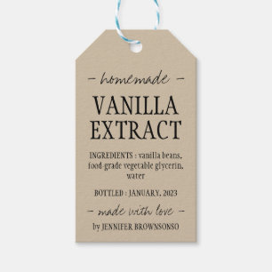 Étiquettes-cadeau Extrait de vanille fait maison en bouteille beige