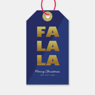 Étiquettes-cadeau Fa La La Fun Christmas Blue & Gold