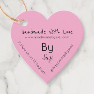Étiquettes Cadeau Fabriqué à la main avec amour par Suzi Heart Rose 