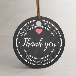 Étiquettes Cadeau Fabriqué à la main avec l'amour tendance Chalkboar