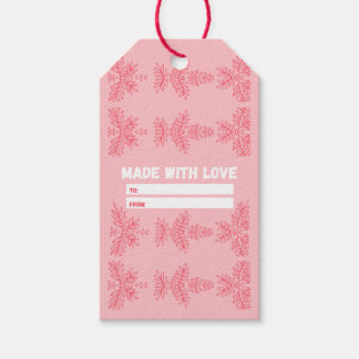 Étiquettes-cadeau Fabriqué avec Amour avec motif floral pêche