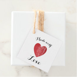 Étiquettes Cadeau Fabriqué avec Love Heart Stamp Rouge