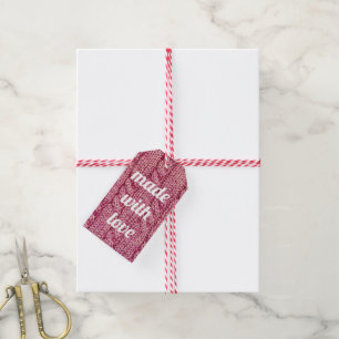 Étiquettes-cadeau Fabriqué avec un Knit rose d'amour
