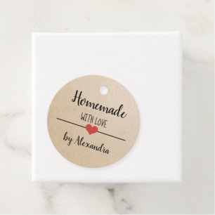 Étiquettes Cadeau Fabriqué maison avec amour script artisanal person