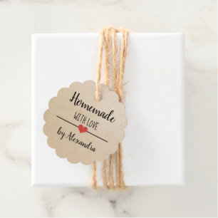 Étiquettes Cadeau Fabriqué maison avec script d'amour artisanal