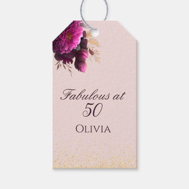 Étiquettes-cadeau Fabuleux à 50 Blush Pink Gold Parties scintillant  (Devant)