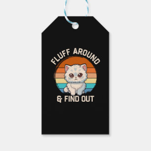 Étiquettes-cadeau Faire du Fluff et Découvrir Drôle Chat Rétro