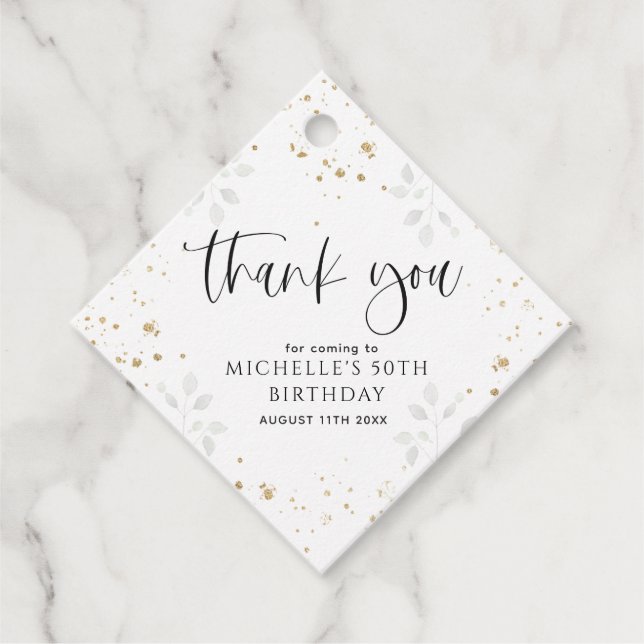 Étiquettes Cadeau Faire paraître 50 bon Merci botanique Anniversaire (Devant)