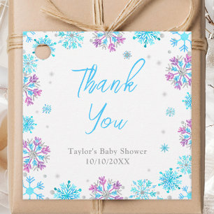 Étiquettes Cadeau Faire part de remerciement Baby Shower Flocons de