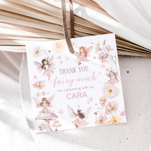 Étiquettes Cadeau Fairy Enchanted Garden Carré de fête d'anniversair