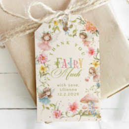 Étiquettes-cadeau Fairy First Birthday Colorful Bright Thank you