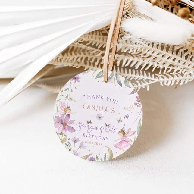 Étiquettes Cadeau Fairy First Birthday Girl (Créateur téléchargé)