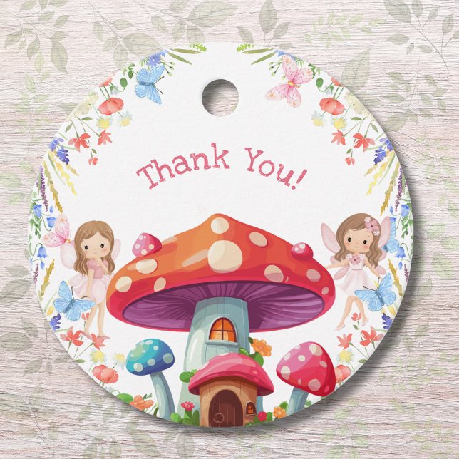 Étiquettes Cadeau Fairy First Floral Girl 1er anniversaire Merci (Créateur téléchargé)