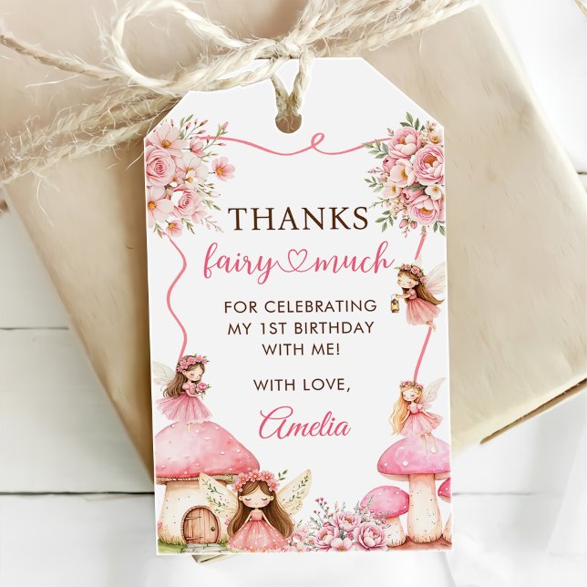 Étiquettes-cadeau Fairy Floral Girls 1st Birthday Party (Créateur téléchargé)