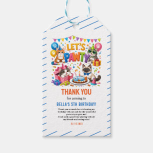 Étiquettes-cadeau Faisons la Fête au Chat 5ème Anniversaire Joyeux