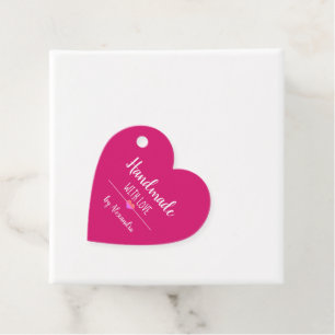 Étiquettes Cadeau Fait à la main avec amour rose
