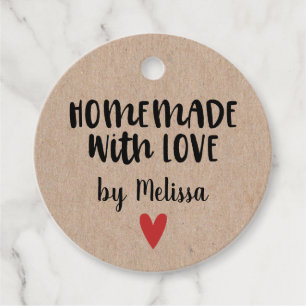 Étiquettes Cadeau Fait Maison Avec Amour Kraft Personnalisé