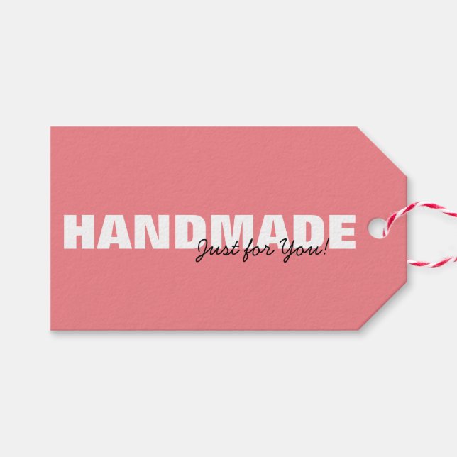 Étiquettes-cadeau Faite à la main rose moderne juste pour vous accro (Devant (Horizontal))