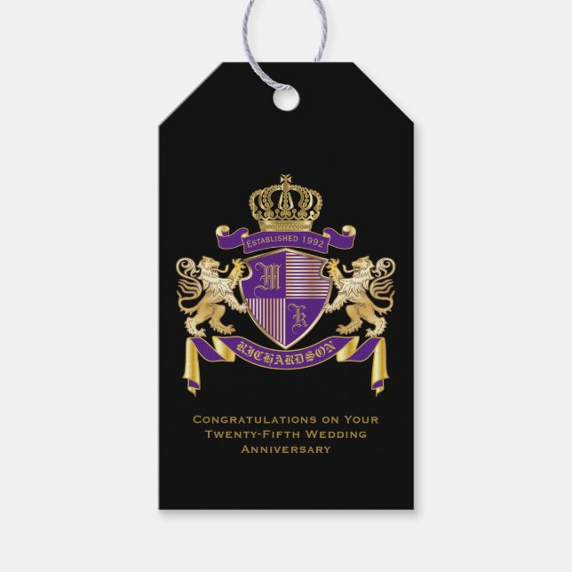 Étiquettes-cadeau Faites votre propre blouse d'armoiries Monogramme  (Devant)