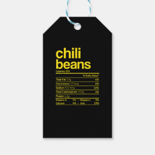 Étiquettes-cadeau Faits nutritionnels drôles de haricots chili Thank