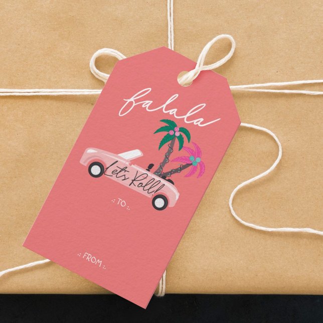 Étiquettes-cadeau Fala de Noël Tropical Lets Roll Rose Convertible (Tropical Christmas Fala Lets Roll Pink Convertible Gift Tags)