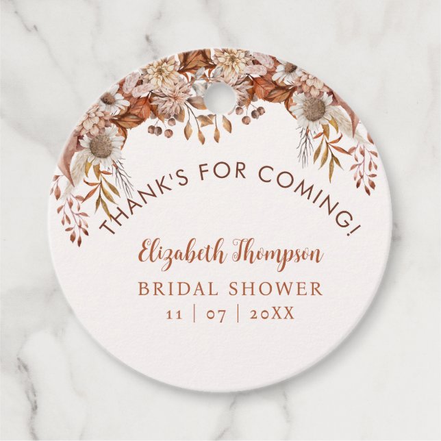 Étiquettes Cadeau Fall in Love Fall Bridal Shower (Devant)