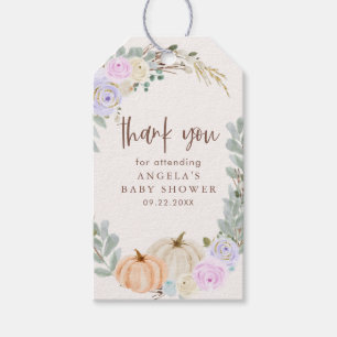 Étiquettes-cadeau Fall Pastel Citrouilles et Baby shower Floral
