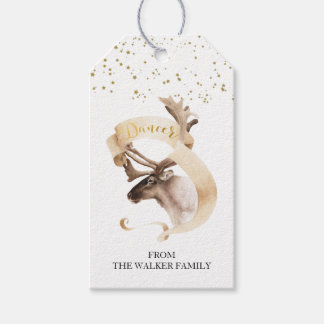 Étiquettes-cadeau Famille de noël de rennes d'aquarelle