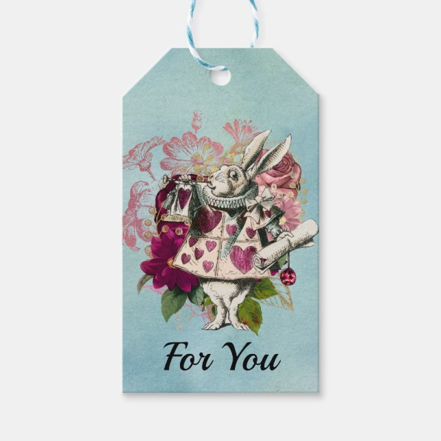 Étiquettes-cadeau Fancy Wonderland White Rabbit (Devant)