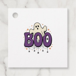 Étiquettes Cadeau Fantôme d'Halloween Rigolo Araignée Vintage_1
