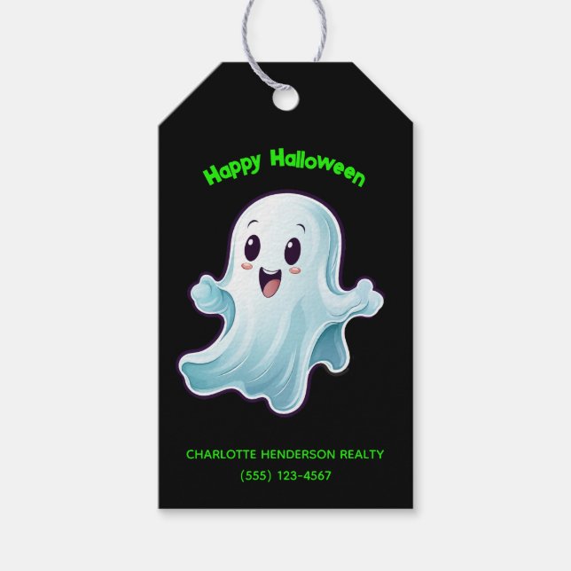 Étiquettes-cadeau Fantôme Halloween Personnalisé (Devant)