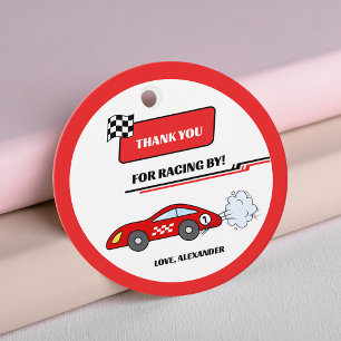 Étiquettes Cadeau Fast un rouge rétro course thème voiture thème gar
