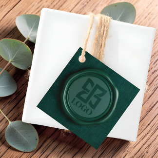 Étiquettes Cadeau Faux Émeraude Vert Cire Cachet Logo Personnalisé C