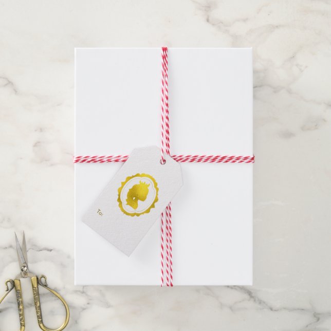 Étiquettes-cadeau Faux Gold Foil Cameo Princesse (Avec de la ficelle)