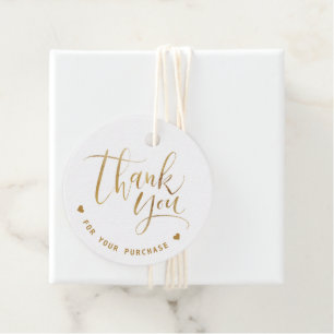 Étiquettes Cadeau Faux Gold Simple Script moderne Merci d'affaires
