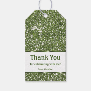 Étiquettes-cadeau Faux Green Parties scintillant Texture Look - Merc