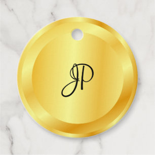 Étiquettes Cadeau Faux Or tendance Revêtement métallique Monogramme