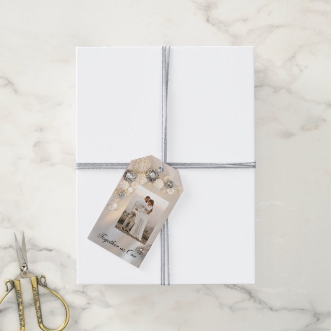 Étiquettes-cadeau Faux Pearl Diamond Button Mariage Enregistrer la d (Avec de la ficelle)